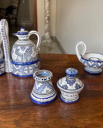 Set olio, aceto, sale, pepe in ceramica di Deruta