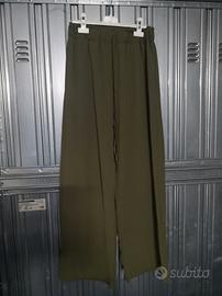 pantalone donna gamba larga verde militare M 