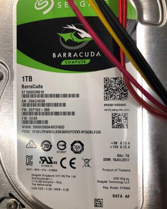 disco rigido 3.5 pollici 1Tb SATA