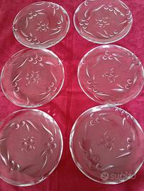 6 piattini dessert in vetro lavorato 
