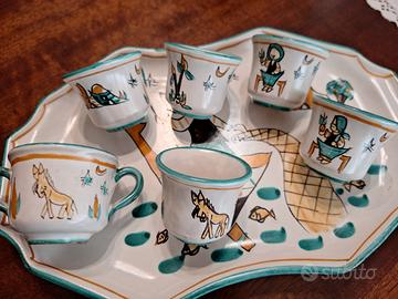 5Tazzine con zuccheriera ceramiche di Vietri