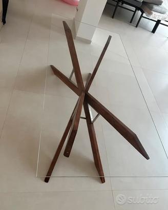 Tavolo in legno con vetro  da soggiorno “spider”