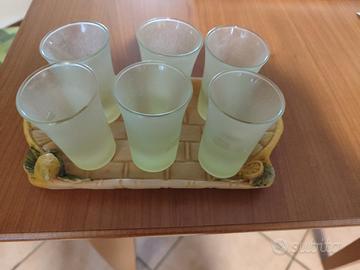 set da 6 bicchieri da limoncello con vassoio