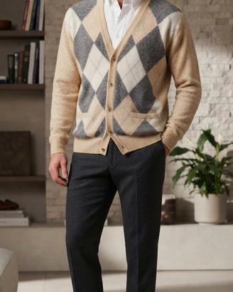 Cardigan Vintage Malagrida Argyle - Taglia XL