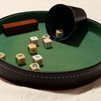 Gioco dadi poker+vassoio+bicchiere+scatola vintage