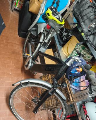 Bici elettrica con borse laterali