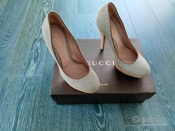 Décolleté Gucci n. 36.5 in rafia e sughero.