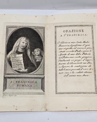 Piccola incisione con Orazione a Santa Francesca