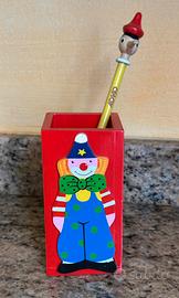 Portapenne Clown e matita Pinocchio