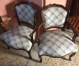 Coppia Poltroncine in legno di noce