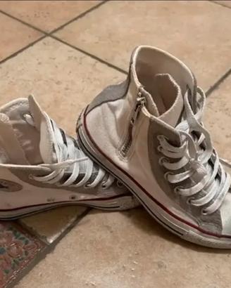 Converse ALL STAR cerniera lato bianco grigio.