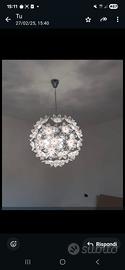 lampadario sferico  pendente in metallo con fiori 