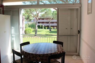 Ampio bilocale con veranda in residence con piscin