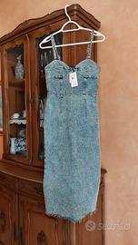 vestito in denim nuovo con cartellino 