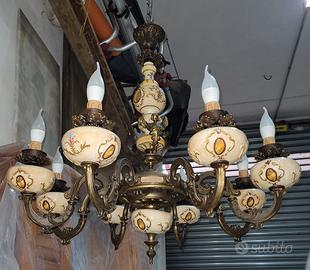 lampadario antico vintage anni 50 luci 8 ceramica