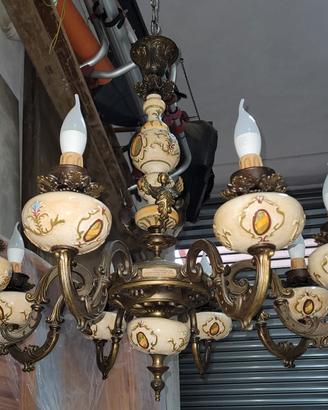 lampadario antico vintage anni 50 luci 8 ceramica