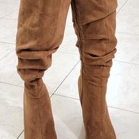 Stivali alti marroni in simil camoscio – n. 38.5