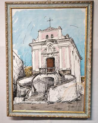 Pietro Lista – Disegno acquerello veduta chiesa
