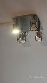 Plafoniera Soffitto 4 Faretti Orientabili Inox 