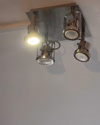 Plafoniera Soffitto 4 Faretti Orientabili Inox 