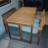 tavolo da esterno con panca e n.2 poltrone