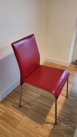 4 sedie in pelle rossa Calligaris