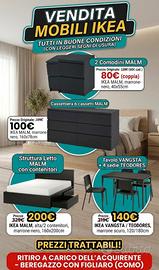 LETTO/COMODINI/CASSETTIERA/ TAVOLO E 4 SEDIE