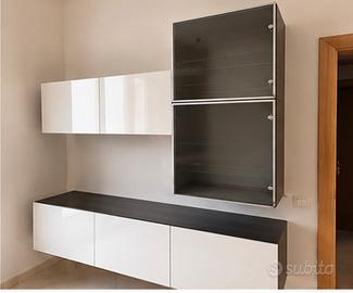 IKEA BESTÅ  Parete Attrezzata  Sospesa con Vetrine