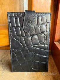 Porta assegni Trussardi nero stampa cocco in pelle