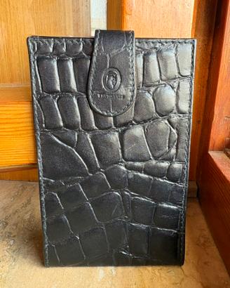 Porta assegni Trussardi nero stampa cocco in pelle