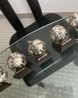 Set n. 5 sculture argento e wengé TOMMASO DI TURRO