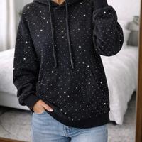 Felpa Nera Con Stellata - Taglia M 42IT - Nuovo
