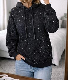 Felpa Nera Con Stellata - Taglia M 42IT - Nuovo