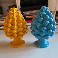Due pigne di ceramica Caltagirone dipinte a mano