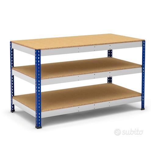 SimonRack - Banco da lavoro officina, Tavolo da lavoro officina, Carico massimo 400 kg, 900x1200x900 mm, fai da te, Galva/Legno - BT-Basic