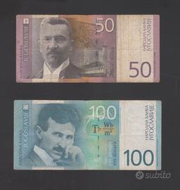 Jugoslavia banconote 50 e 100 dinara 2000
