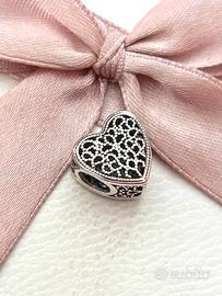 Charm pandora a forma di cuore, traforato , nuovo