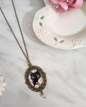 Collana cammello gattino nero vintage style