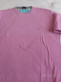 maglia rosa di cotone da uomo a girocollo