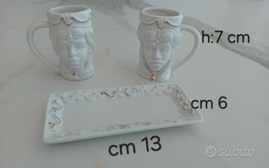 Tazze da caffè con vassoietto in ceramica 