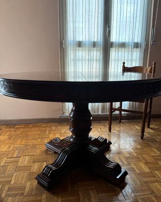 Tavolo da pranzo rotondo allungabile vintage