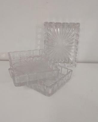Set 3 vassoi vetro vintage anni 80 trasparente