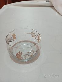 porta olive in cristallo con foglie in oro zecchin