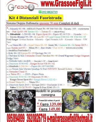 Kit 4 Distanziali Fuoristrada da 3 cm con doppia