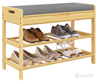 WOLTU Porta Scarpe a 2 Ripiani, Panca Scarpiera co