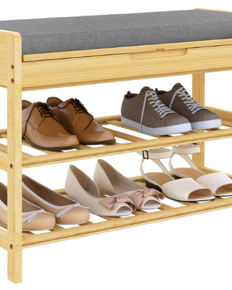 WOLTU Porta Scarpe a 2 Ripiani, Panca Scarpiera co