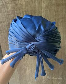 Elegante Turbante Blu in Raso – Vintage