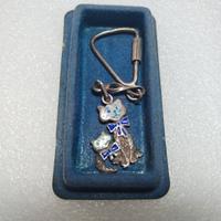 Portachiavi smaltato Vintage in Argento  800
