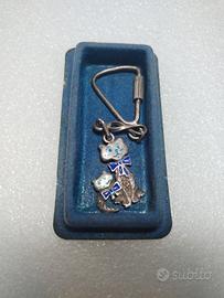 Portachiavi smaltato Vintage in Argento  800