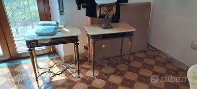 Coppia di tavolini ferro/bronzo - base in marmo